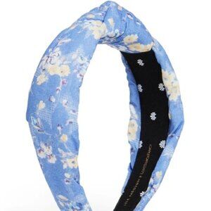 Lele Sadoughi x LoveShackFancy Floral Knot Headband in Blue Jay